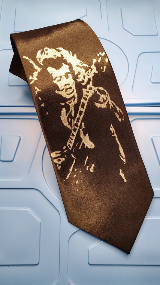 ACDC Angus Young tie black satin silk necktie