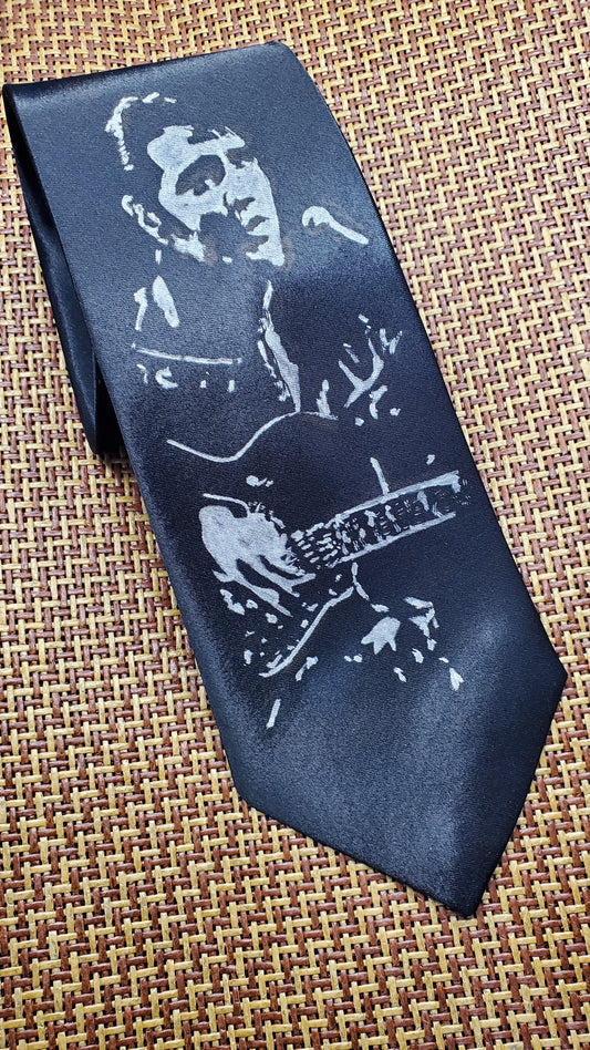 Rock King Elvis Presley Krawatte aus schwarzem Satin