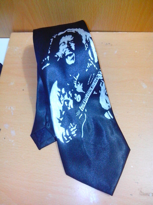 Reggae King Bob Marley necktie satin silk black tie