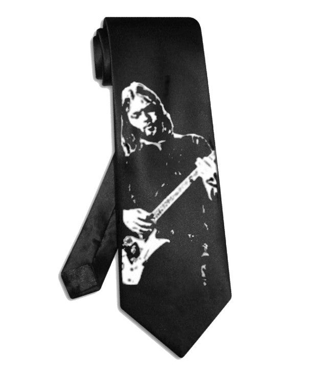 David Gilmour Pink Floyd Krawatte aus schwarzem Satin