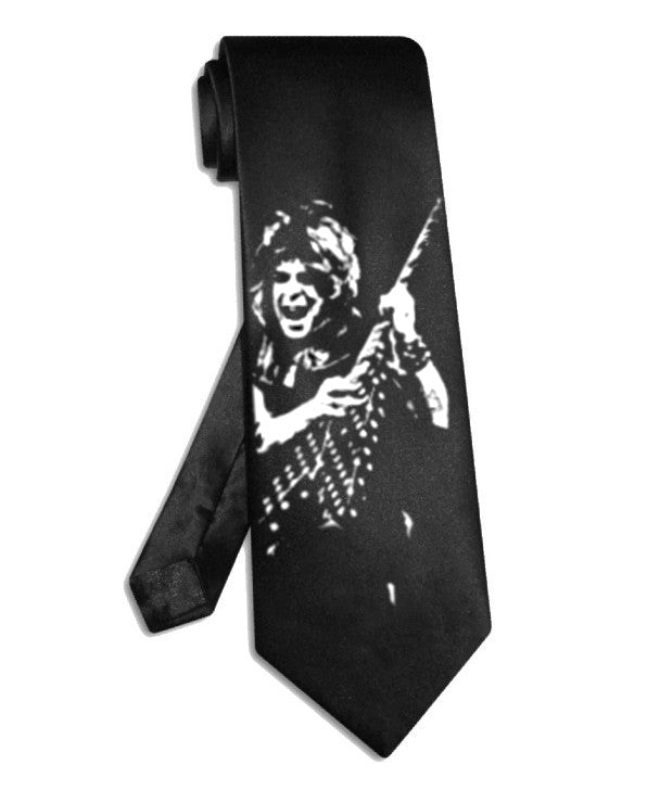 Randy Rhoads Quiet Riot Krawatte, schwarze Satinseidenkrawatte