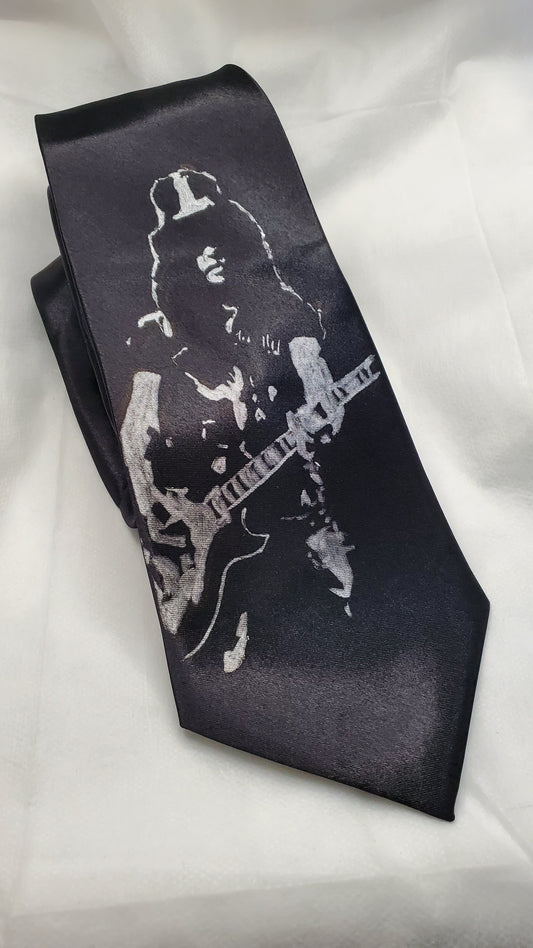 Slash Guns N' Roses Krawatte aus schwarzem Satinseidenstoff
