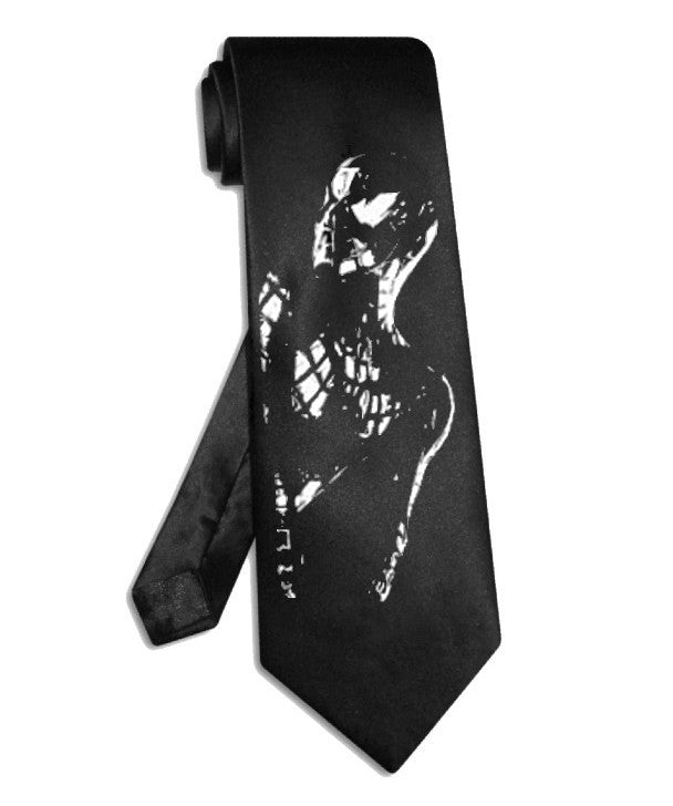 Cravate noire en satin de soie Xenomorph Alien