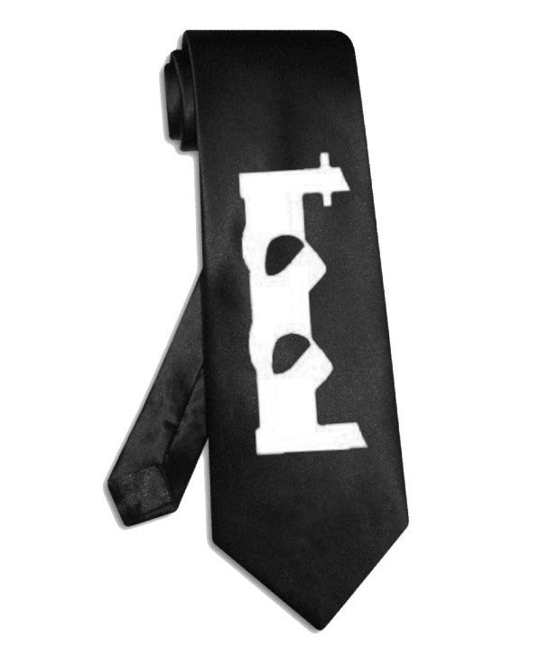 Krawatte mit Tool-Band-Logo, schwarze Satinseide