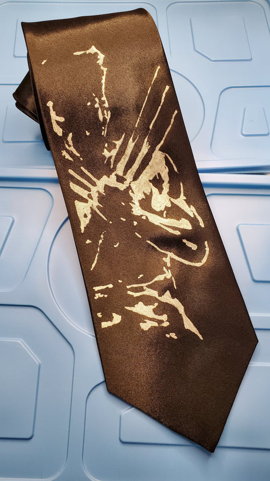 Wolverine-Krawatte aus schwarzem Satin, Avenger-Superhelden-Krawatte