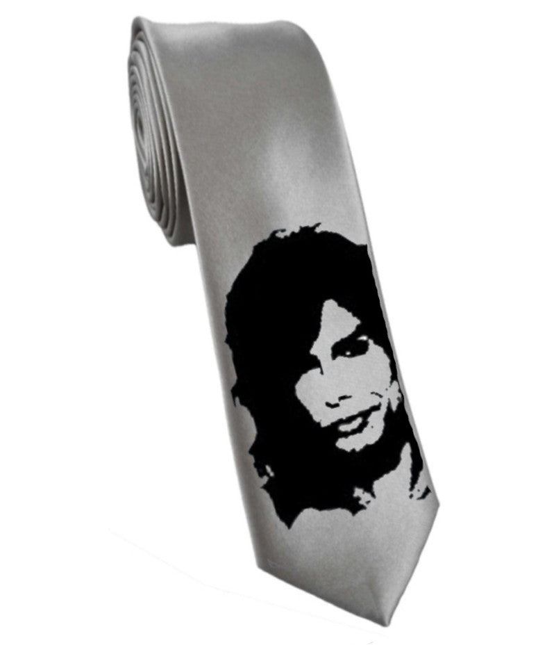 Aerosmith Steve Tyler tie 8cm silver satin silk hand-painted necktie