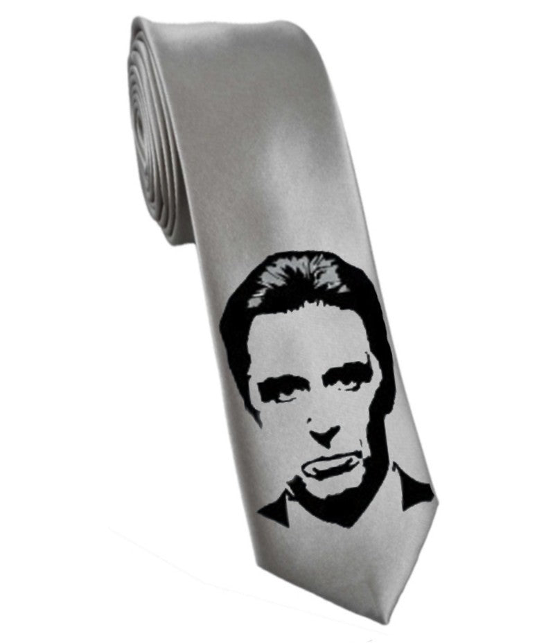Al Pacino Godfather tie 8cm silver satin silk hand-painted necktie