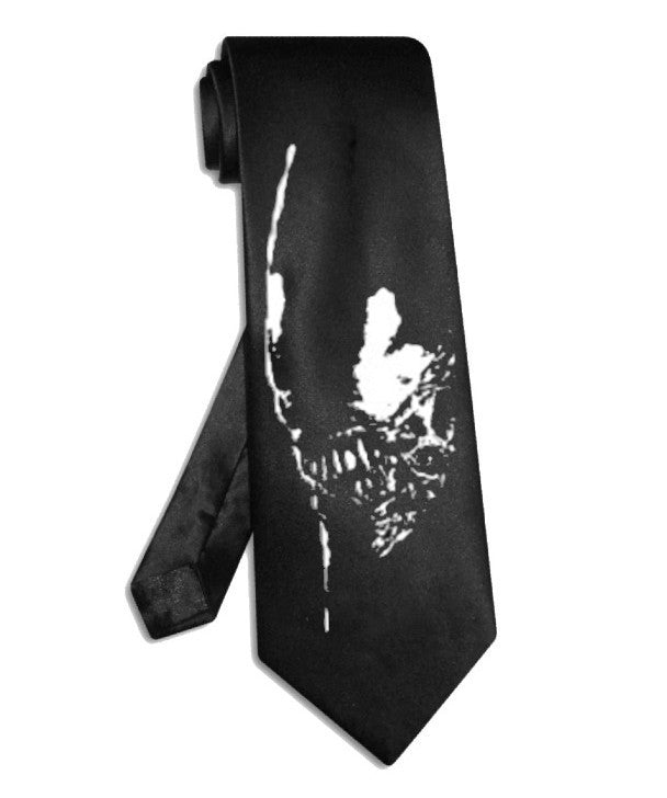 Cravate Xenomorph Alien en satin de soie noir