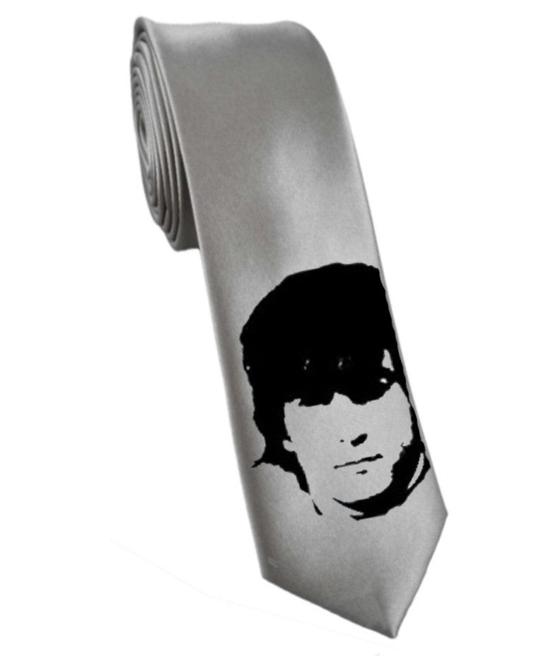Beatles John Lennon tie 8cm silver satin silk hand-painted necktie