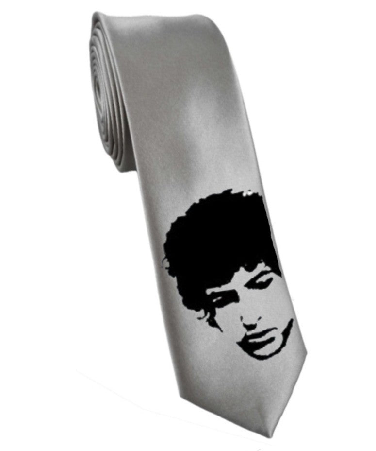 Bob Dylan tie 8cm silver satin silk hand-painted necktie
