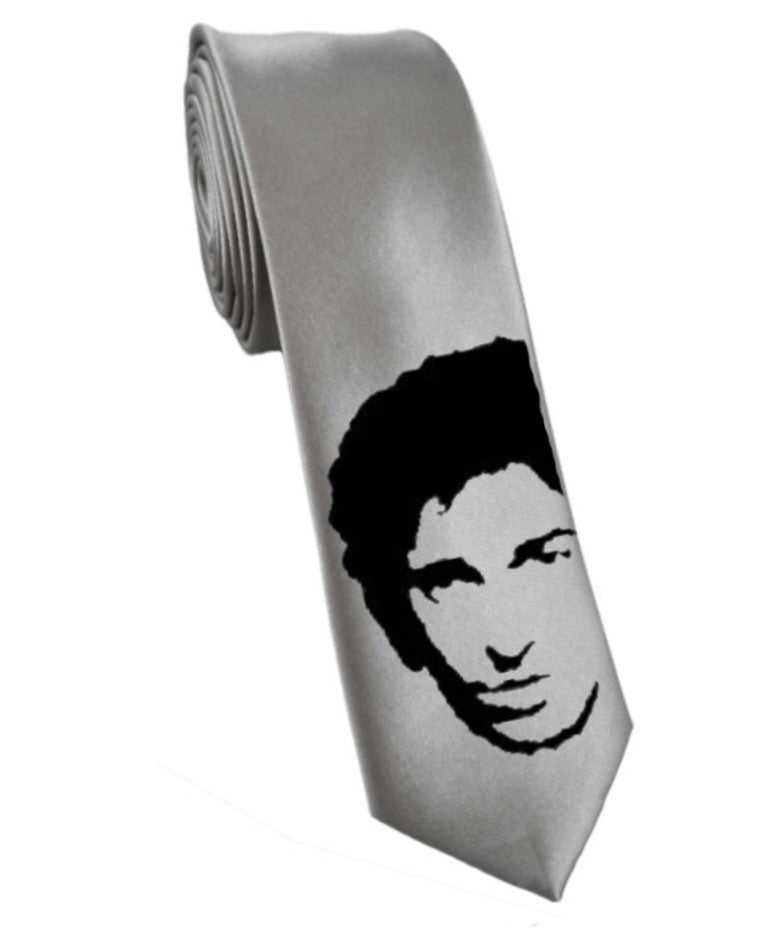 Bruce Springsteen tie 8cm silver satin silk hand-painted necktie