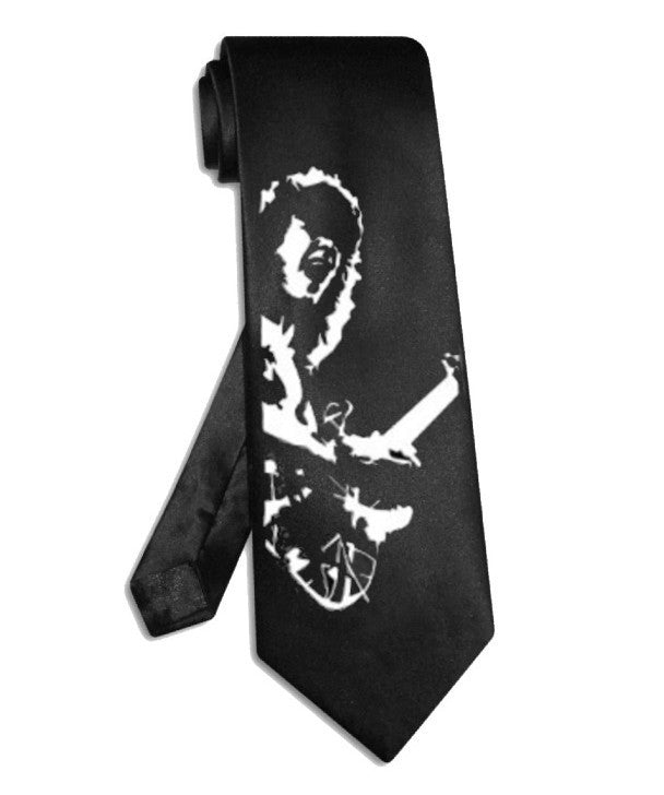 Eddie Van Halen necktie black satin silk tie