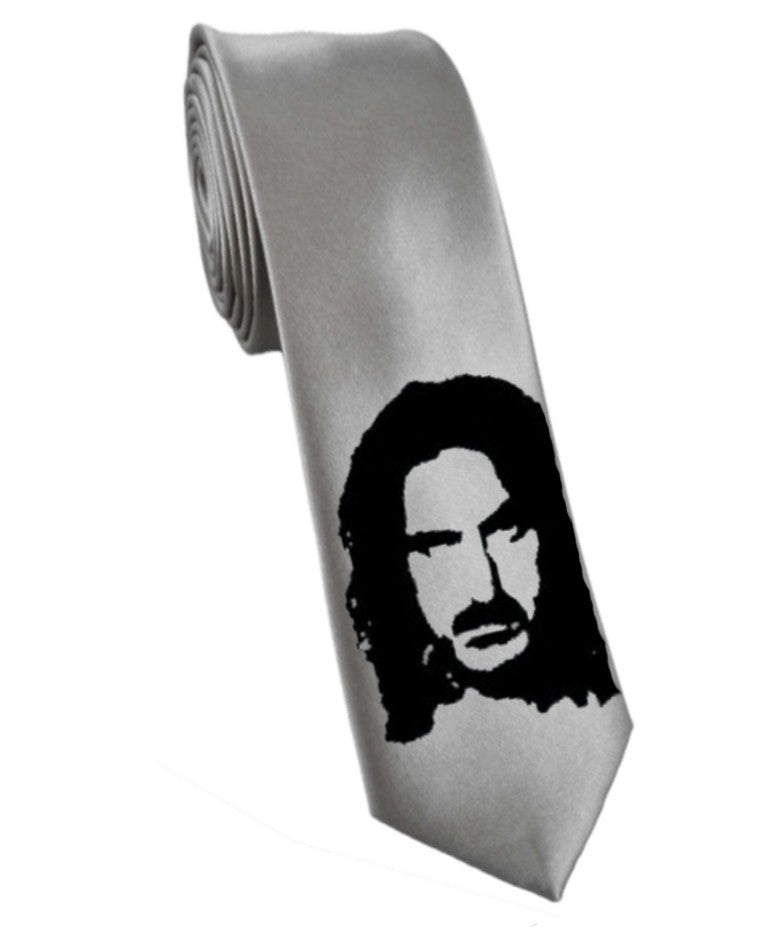 Frank Zappa tie silver satin silk hand-painted necktie