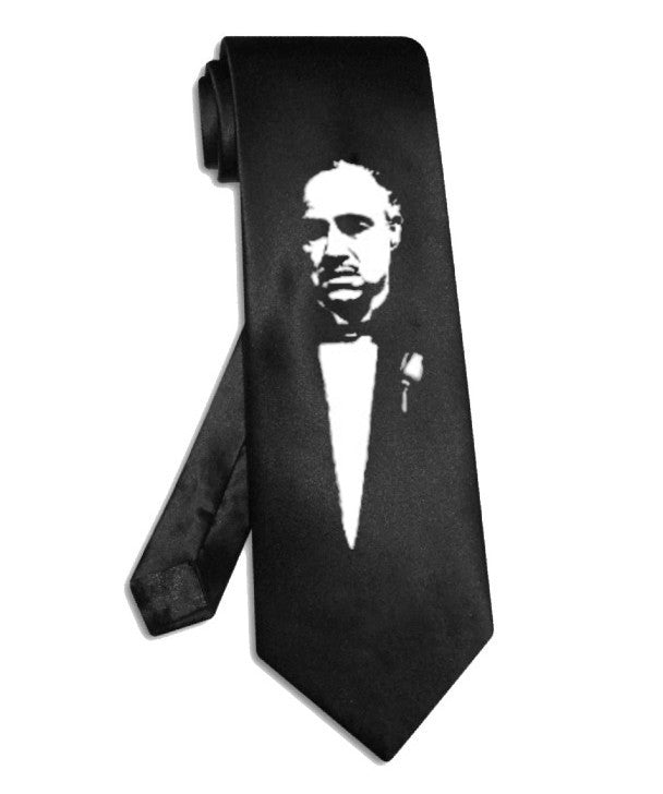 The Godfather tie black satin silk Marlon Brando necktie