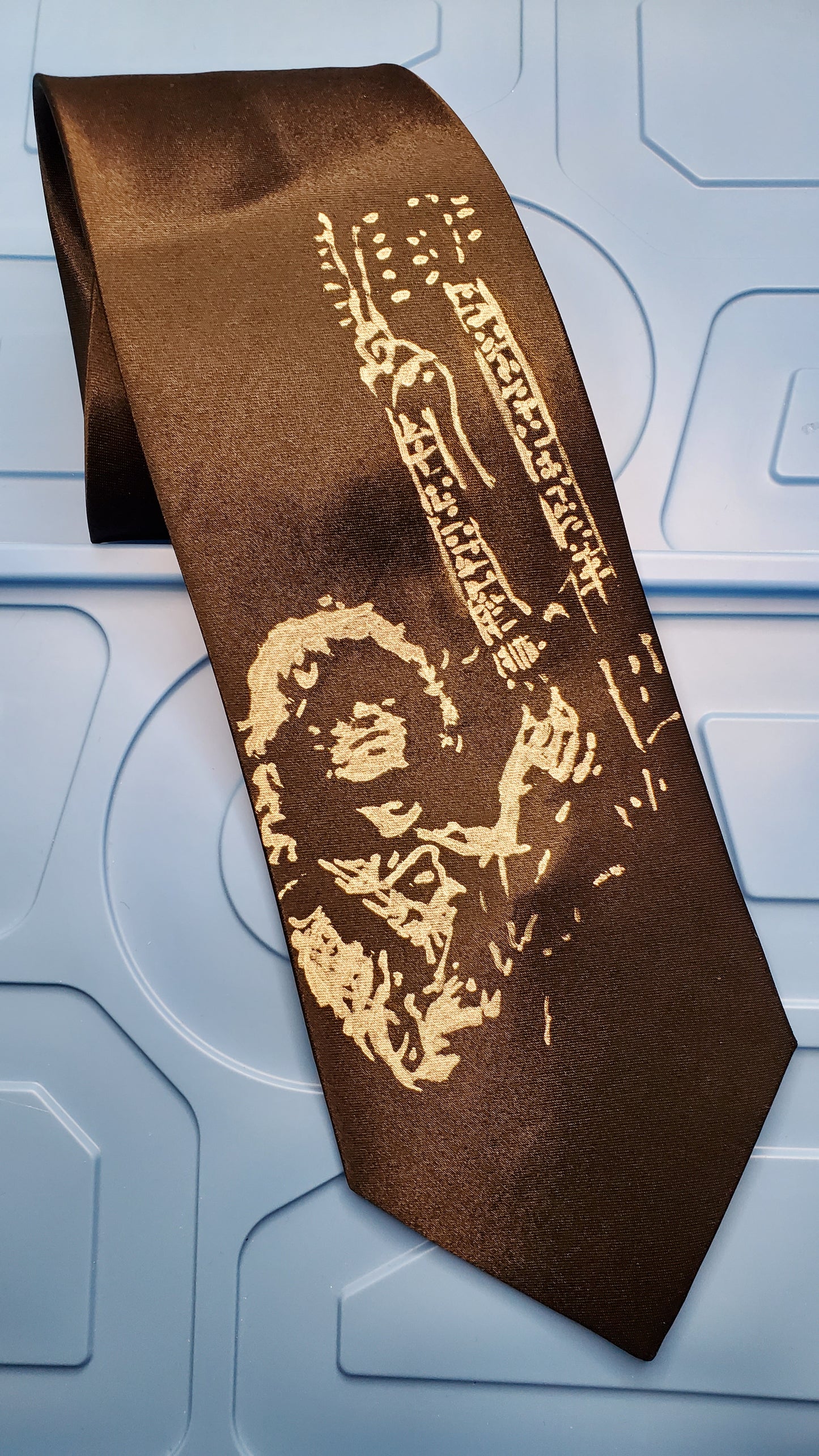 Led Zeppelin Jimmy Page Doppelgitarren-Krawatte, handbemalt, schwarze Satinseide