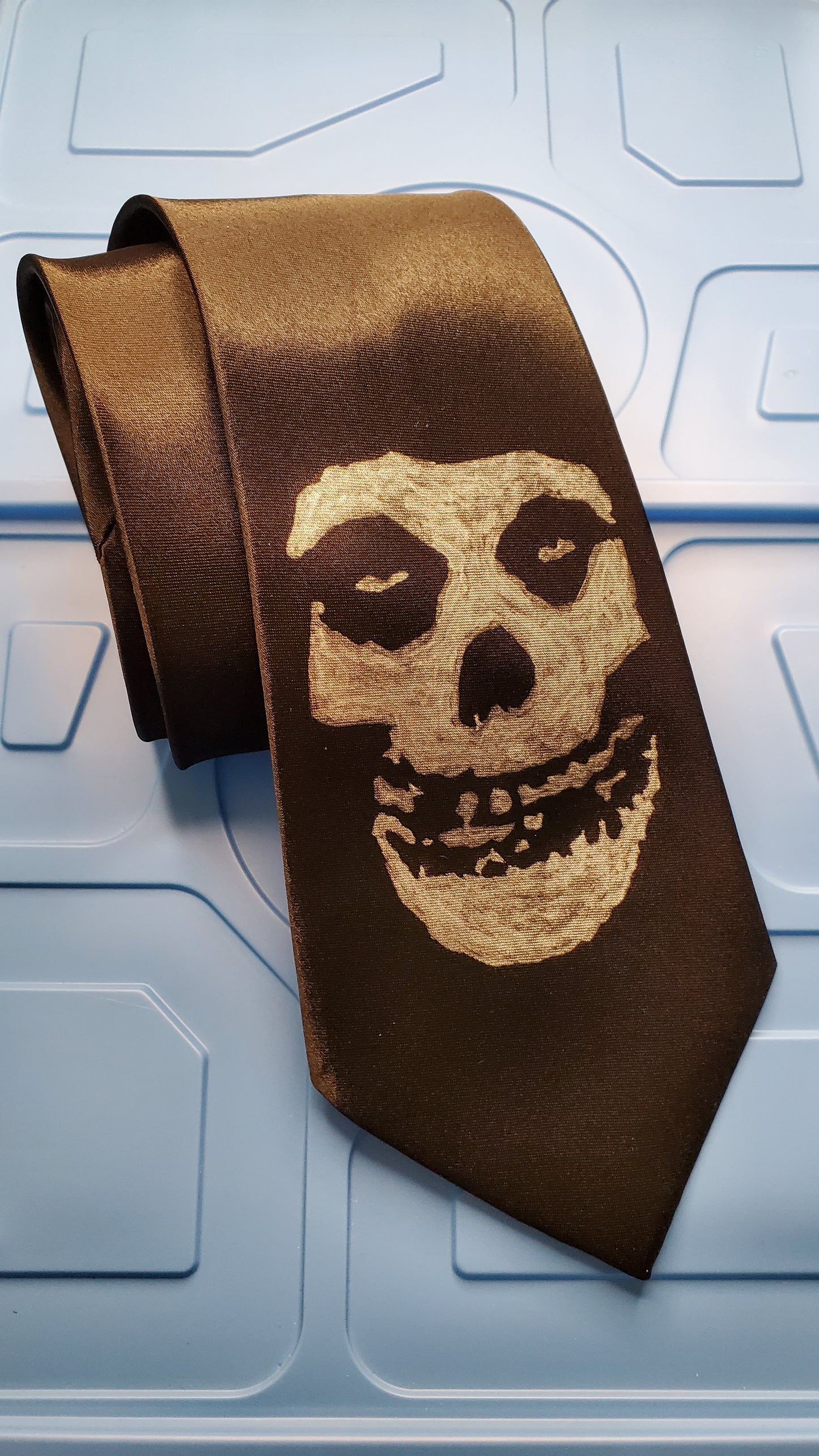 Misfits skull tie black satin silk necktie