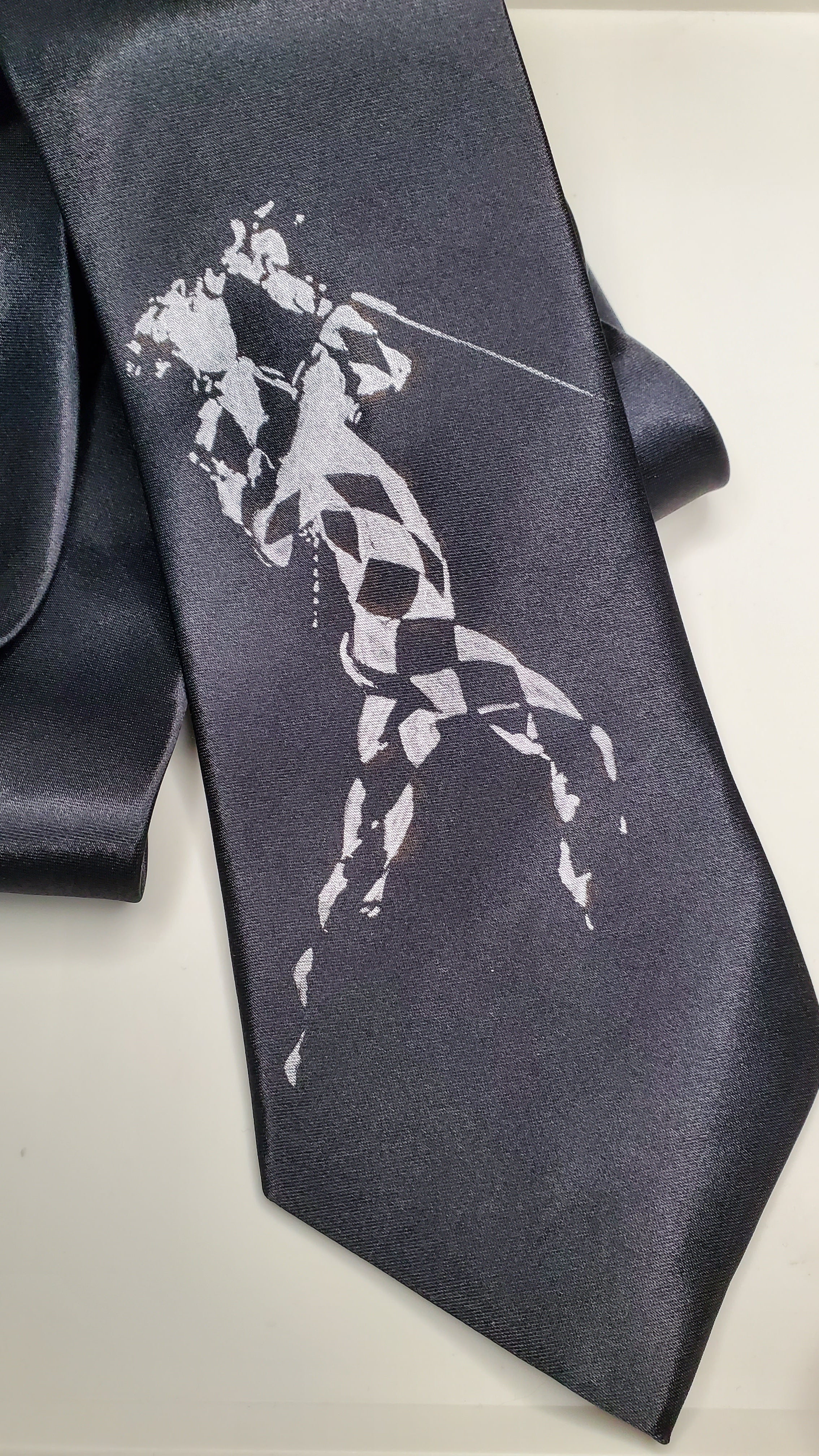 Freddie Mercury Queen tie black satin silk necktie