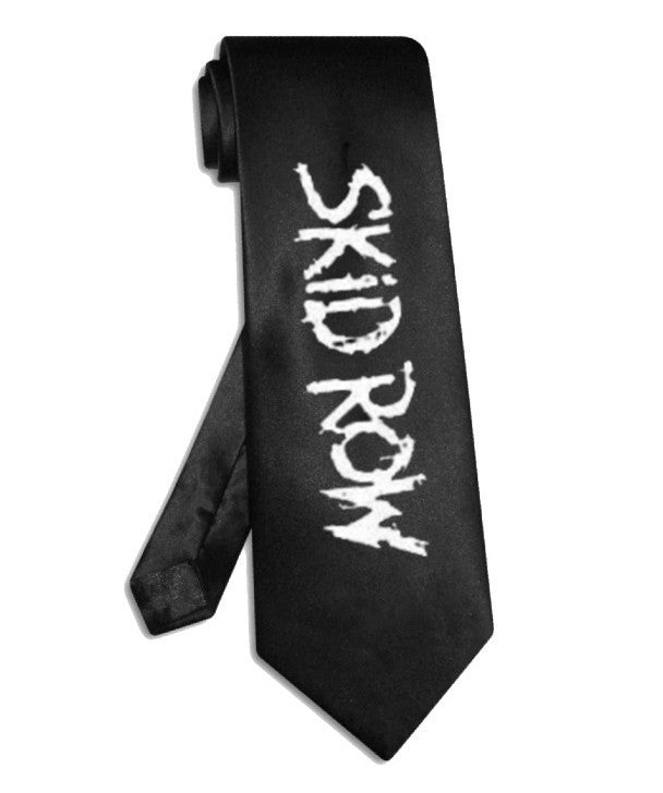 Skid Row band logo tie black satin silk necktie