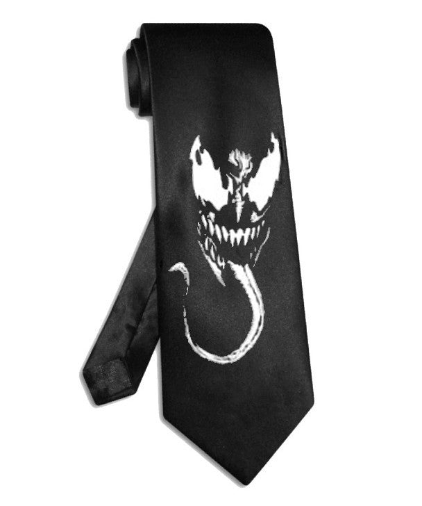 Spider-Man Venom necktie black satin silk avenger superhero spiderman tie