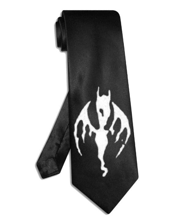 AFI bat tie black satin silk necktie