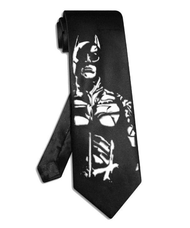 BATMAN tie black satin silk necktie