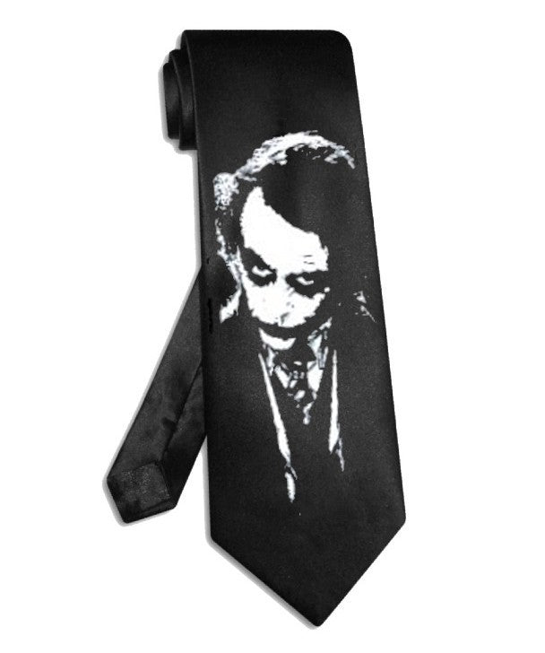 Batman Joker necktie black satin silk Heath Ledger tie