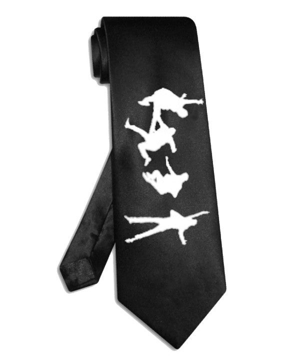 Beatles help sign silhouette necktie black satin silk necktie
