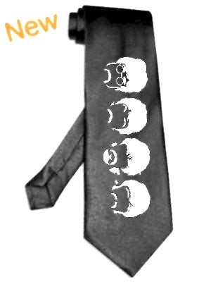 Beatles-Senf-Krawatte, schwarze Satinseidenkrawatte
