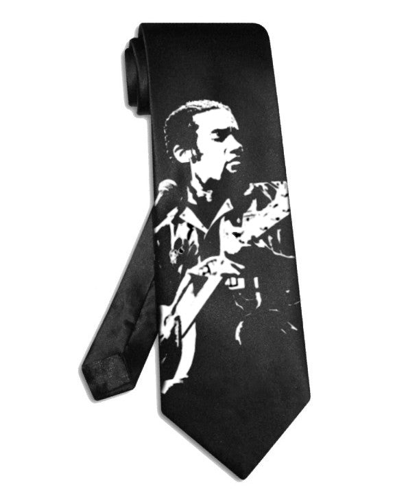 Ben Harper guitar playing tie black satin silk necktie