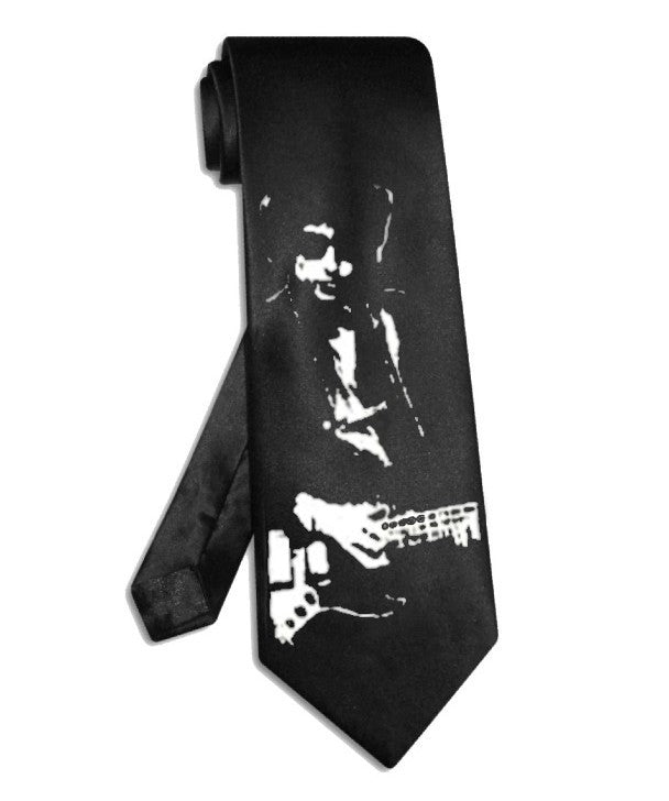 Bob Dylan sunglasses necktie satin silk black tie