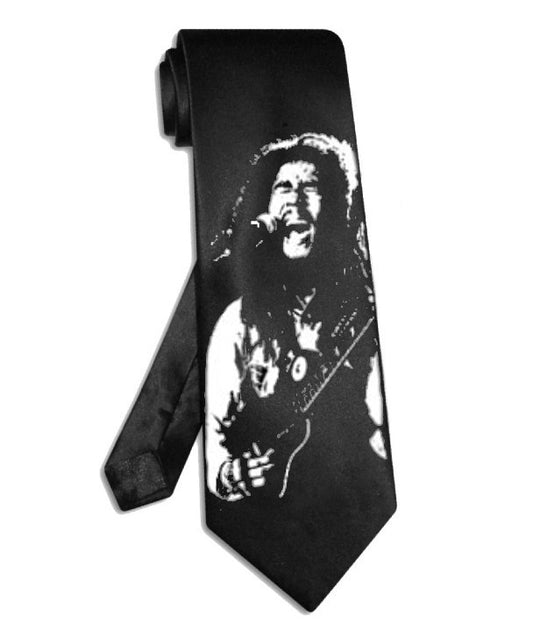 Reggae King Bob Marley necktie satin silk black tie