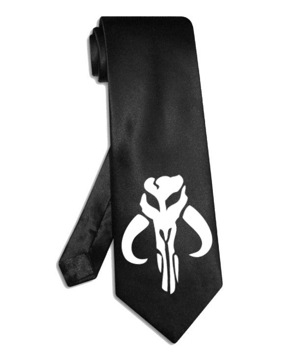 Star Wars Boba Fett Mythosaur symbol tie black satin silk necktie