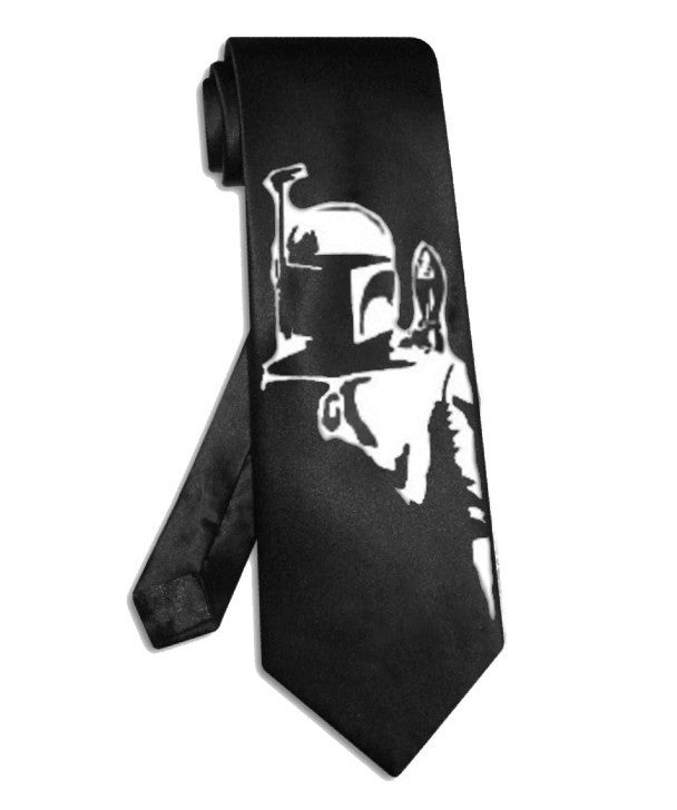 Star Wars Boba Fett tie black satin silk necktie