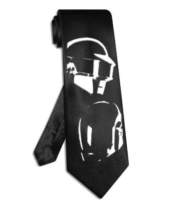 Daft Punk tie satin silk black necktie