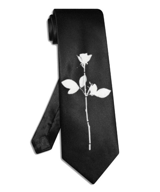 Depeche Mode rose necktie black satin silk tie