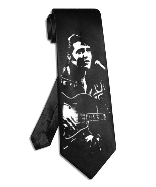 Rock King Elvis Presley Krawatte aus schwarzem Satin