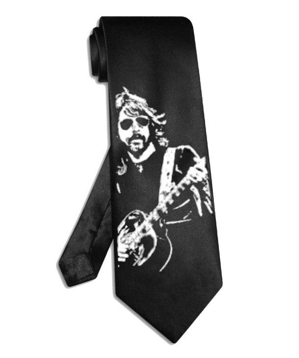 Foo Fighters Dave Grohl tie black satin silk necktie