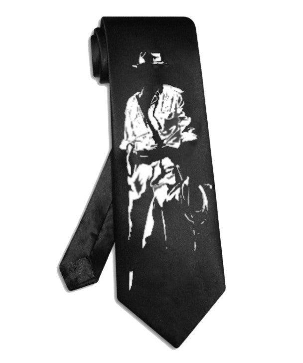 Indiana Jones Harrison Ford tie black satin silk necktie