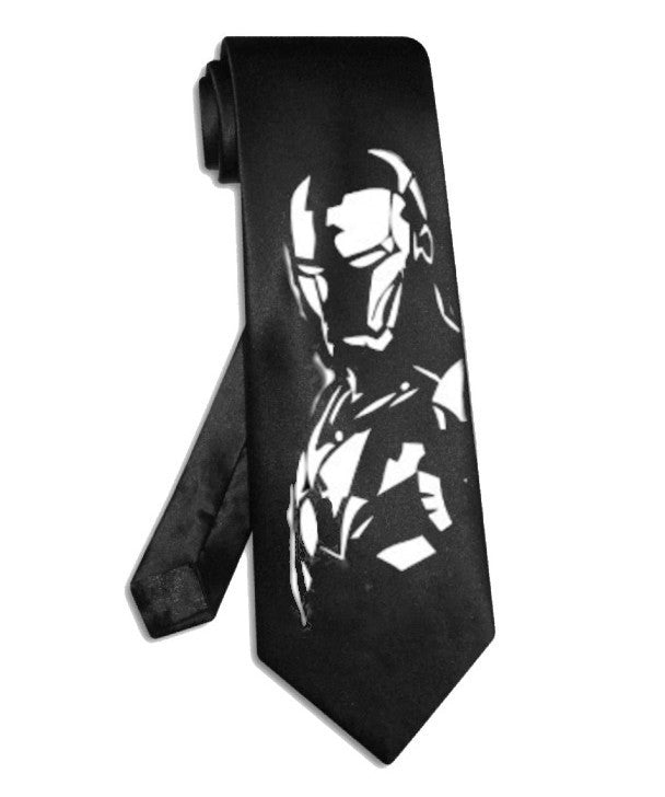 Iron Man tie black satin silk avenger superhero necktie