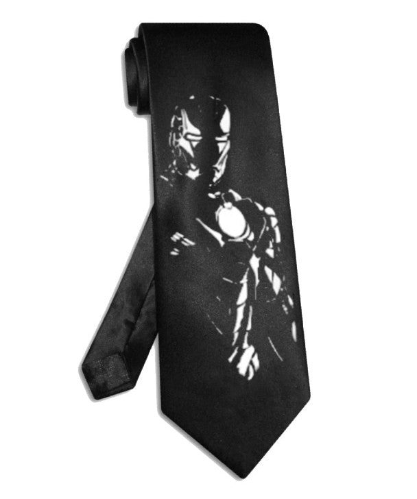 Ironman necktie black satin silk avenger superhero tie