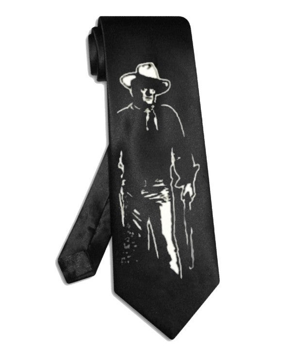 Marion Morrison John Wayne necktie black satin silk tie