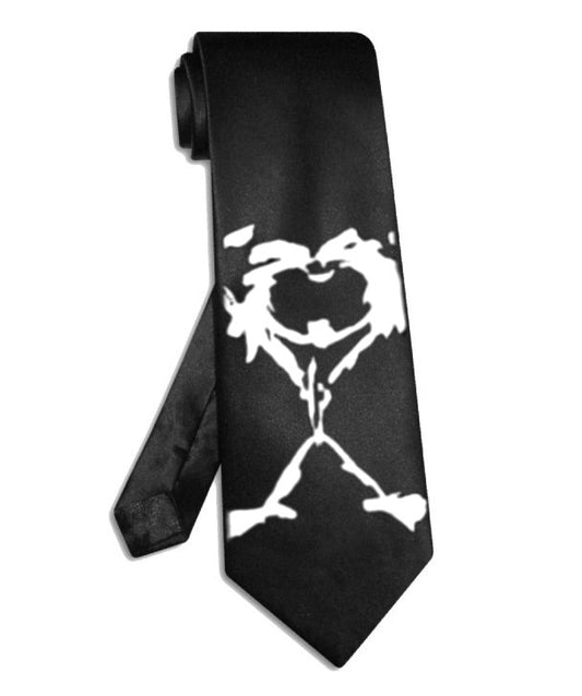 Pearl Jam Stickman tie black satin silk necktie