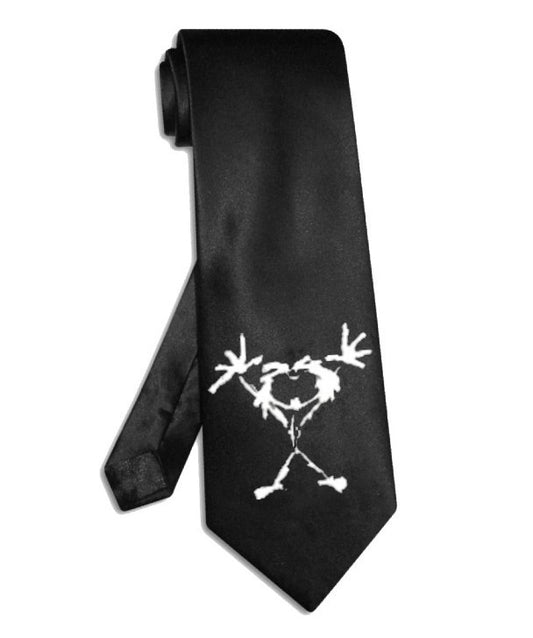 Pearl Jam Stickman necktie black satin silk tie