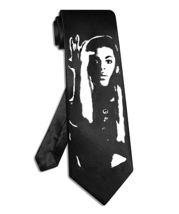 Prince tie black satin silk necktie