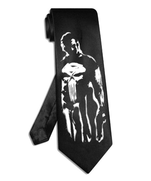 The Punisher necktie black satin silk tie