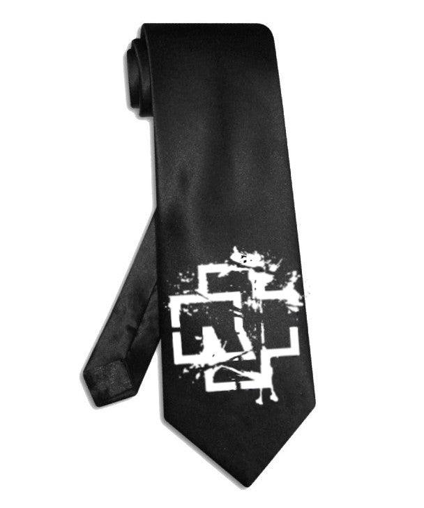 Till Lindemann Rammstein logo tie black satin silk necktie