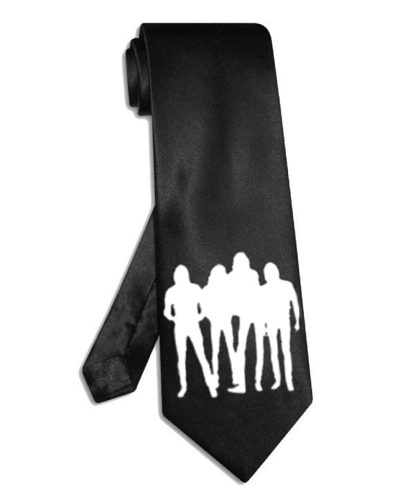 Ramones silhouette tie black satin silk necktie