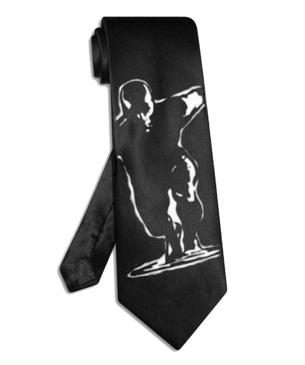 Silver Surfer necktie black satin silk avenger tie