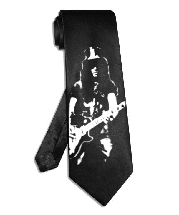 Slash Guns N' Roses Krawatte aus schwarzem Satinseidenstoff