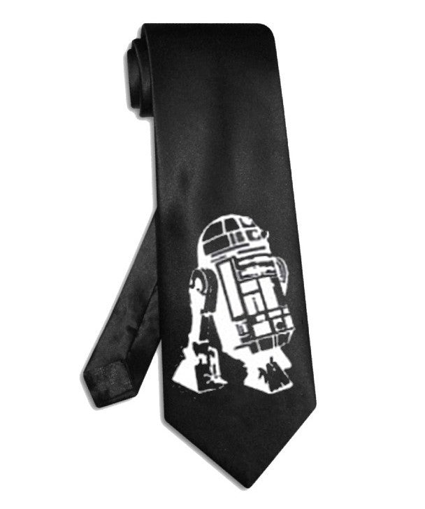 Star Wars R2-D2 necktie black satin silk tie